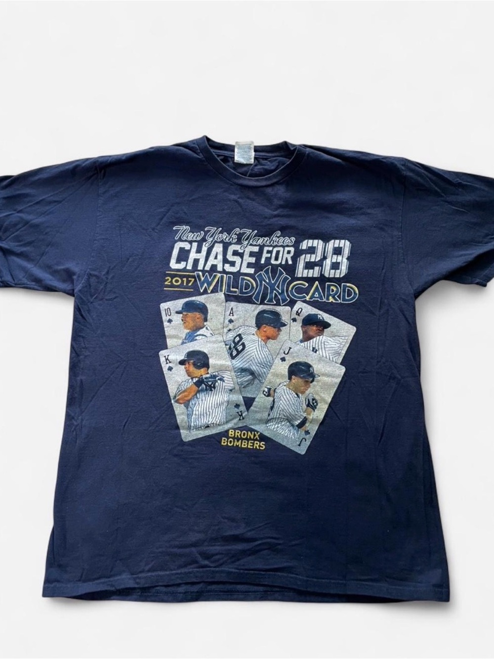 New York Yankees T-Shirt 2017 Bronx Bombers Tee Men’s XL Chase For 28 Wild Card